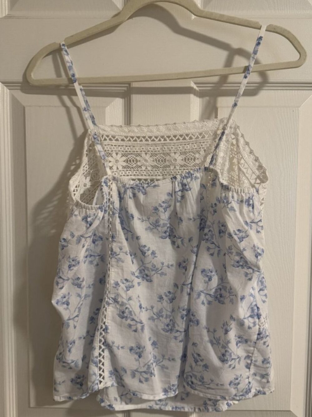 NWT Caroline Constas New York White Blue Floral Lace Trim Cami and Shorts Set - Picture 7 of 11